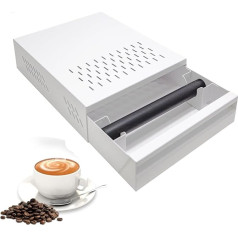 Coffee Knock Box Container, Stainless Steel Coffee Grinder Knock Box with Removable Knock Bar Drawer Type Espresso Container for Home Coffee Shop Bar 9.84 x 13.77 x 3.14 Inches (White)