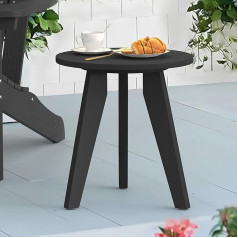 LUE BONA HDPS Round Side Table, Small Garden Table, Bedside Table, Outdoor for Living Room, Bedroom, Patio, Outdoor, 40 x 40 x 42 cm, Black