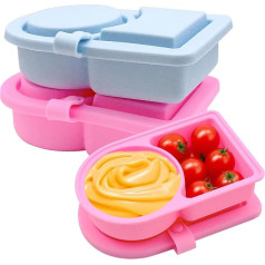 2 Pcs Leak-Proof Silikon Snack Container, Snackbox mit 2 fächern, Snack Container mit Deckel 2 Fach tragbares, wiederverwendbar Snackschale mit Deckel,Silikonsauce/Snack-/ zum Mitnehmen und Ausflug