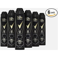 Sure Sport Cool 48h Protection Against Sweat and Odour Antiperspirant Aerosol MotionSense Technology Deodorant 250 ml Pack of 6