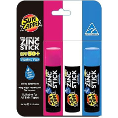 Sun Zapper Zinc Stick Zinc Sticks Sun Cream - Red + White + Blue - SPF50+ - Very High Sun Protection Protects Against UVA and UVB