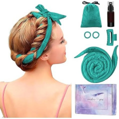 Heatless Curling Rod Headband, Upgraded 60 Inch Extra Long Heatless Curling Headband, Soft Curlers for Sleeping in Curls, No Heat, Curls (Green, Medium)