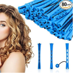 Pack of 80 Perm Rods 0.9 cm Perm Curlers Cold Wave Hair Perm Rods Small Plastic Curlers for Women Men Long Short Hair Styling Tool Curlers Blue