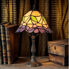 Bidesen Home Supplies Stained Glass, Handmade Tiffany Vintage Bedside Lamps for Living Room, Bedroom and Lounge, 20.3 cm Lampshade