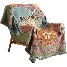 Ergocar Boho Cuddly Blanket, Fluffy Blanket with Tassels, Thin and Comfortable Jacquard Throw Blanket, Soft & Warm Travel Blankets, Couch Blanket for Bedroom, Living Room, Office