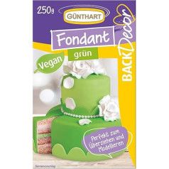 Günthart BackDecor 250 g Green Fondant, 100% Vegan, Palm Oil Free, Tear-Resistant for Covering Cakes and Cakes, Suitable for Modeling, Pack of 1 (1 x 250 g)