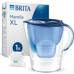 BRITA Water Filter Jug Marella XL Blue (3.5 L) Including 1x Maxtra Pro All-in-1 Cartridge - Water Filter to Reduce Limescale, Chlorine, Lead, Copper & Taste-Impairing Substances in the Water