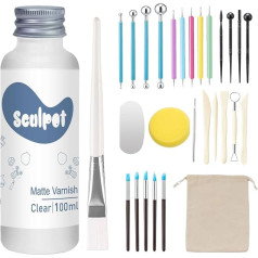 29 Pieces Clay Glaze with Air-Drying Clay Tool Set, Clay Varnish for Matt, Scratch-Resistant, Waterproof, Potter Modelling Tool for Sculpting, Modeling, Shaping (Matte)