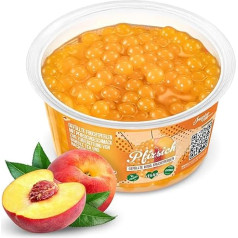 INSPIRE FOOD Bubble Tea Beads, Peach for Bubble Tea, Popping Boba Beads, Tapioca Fruit Beads and Boba Beads, 100% Vegan and Gluten-Free, No Artificial Colours, 450 g