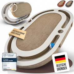 PAWZONE Scratching Board – Can be Used on Both Sides + Cardboard Interchangeable – Includes Cat Toy – High-Quality XXL Scratching Cardboard in Sturdy MDF – Scratching Mat – Cat Accessories – Cat