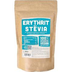 Erythritol + Stevia Natural Sugar Substitute without Calories 1:1 Sweetness Compared to Sugar, No Flavour, Healthy Alternative for Cooking, Baking, Sweetening (1 kg Doypack)