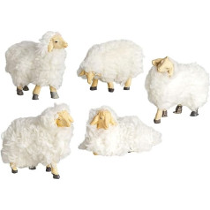Five Wool Sheep [7 cm Scale, Fluffy Fur] - Cute Nativity Animals & Nativity Figures as Accessories for Nativity Scenes & Miniature Nativity Scenes