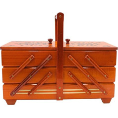 Dekohelden24 High Quality Sewing Box Veneer Wood Sewing Box with 7 Compartments in Mahogany, L/W/H 42 x 20 x 21 cm