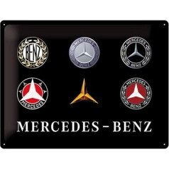 Nostalgic Art 23251 Mercedes-Benz Logo Evolution | Vintage Retro Tin Sign | Wall Plaque | Wall Decoration | Metal | 30 x 40 cm 30 x 40 cm Multi-Coloured, 30 x 40 x 0.2 cm