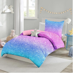 Yasida Children's Bed Linen 140 x 200 cm Space Star Cosmos Bed Linen Girls Pink Purple Microfibre 2-Piece 3D Children's Bed Linen Set 1 Duvet Cover with 1 Pillowcase 65 x 65 cm Colourful Rainbow 01