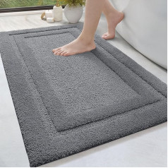 DEXI Bath Mat Non-Slip Washable Bathroom Rug Microfibre Bath Mat Soft Bath Mat Absorbent Shower Mat for Shower, Bathtub, Toilet - 60 x 90 cm, Dark Grey