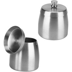 FAAING Set of 2 10 cm Ashtrays with Lid, Stainless Steel Ashtray Outdoor, Metal Wind Ashtray, Balcony Ashtray for Outdoors, Ashtray Table Ashtray
