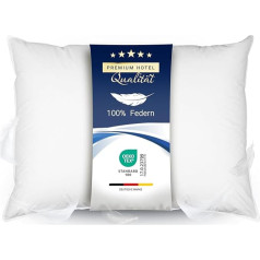 ZOLLNER Feather Cushion, Made in Germany, Filling Made of 100% Feathers, Cover Made of High-Quality Cotton, Washable up to 60 °C, 70 x 90 cm, Hotel Quality