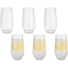 Buddy's Bar Set of 6 High-Quality 470 ml Tritan Plastic Drinking Cups, BPA-Free, Crystal Glass Look, Shatterproof Reusable Cups, Dishwasher Safe, Transparent