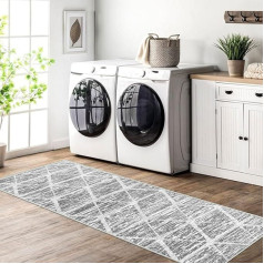 Tinyboy-hbq Carpet Runner for Hallways, Non-Slip, Washable Runner, Hallway Long Soft Kitchen Runner, Grey Hallway Rug for Bedroom, Hallways, Living Room, Kitchen (Ivory/Grey, 80 x 150 cm)