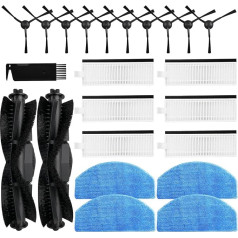 Vacking Replacement Parts for Tikom G8000/G8000 Pro, Honiture G20/G20 Pro, Airzeen G20 Pro, Laresar Evol 3/Evol 3s Vacuum Cleaner Accessories, 2 Roller Brushes, 4 Mop Pads, 6 Filters, 10 Side Brushes