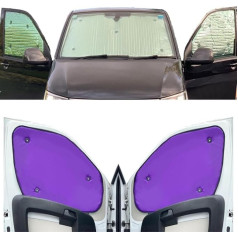 Thermal Blinds Compatible with Vauxhall Combo E (2018-Date) (Complete Set SWB + Tailgate with Opening Window) Back Colour Purple, Reversible and Thermal
