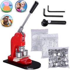 Mophorn Badge Press Machine 25 mm, Button Maker, 500 Pieces, Red Cast Iron Button Machine, Punch Press Machine with User-friendly Handle, for Badge Making, Buttons