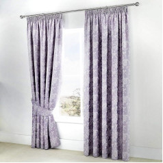 Serene - Jasmine - Ready Made Lined Pencil Curtains with Tie-backs - 66