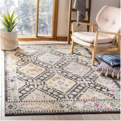 SAFAVIEH Boho Rug for Living Room Dining Room Bedroom - Madison Collection Short Pile, Black and Yellow, 48 x 72 Inch