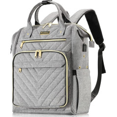 Kuosdaz Knitting Bag Backpack, Yarn Organiser with USB Charging Port, Quilted Backpack for Women, Large Travel Crochet Bag Totes for Crochet Hooks, Knitting Needles, Yarn Accessories, Grey