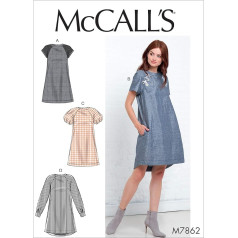 McCall's M7862A5 Women's Short and Long Sleeve Dress Sewing Patterns, Sizes 6-14 Sewing Pattern, Paper, Plain, 6-8-10-12-14