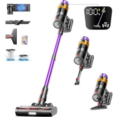 Battery Vacuum Cleaner 45000PA/550W/70Mins, 1.8L Wireless Vacuum Cleaner with OLED Smart Screen and Anti-Winding Floor Brush, Wall Mounted, Rechargeable Battery Vacuum Cleaner for Hard Floors, Carpets