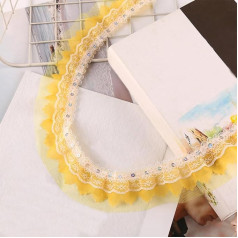5 Yards Sequin Lace Ribbon Ruffle Chiffon Border, 5 cm Glitter Ruffled Lace Trim, Lace Trim, Decorative Ribbon, Trimming Ribbons for Crafts, Sewing Accessories, Dress, Wedding Decoration, Yellow