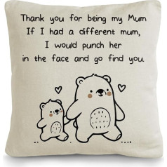 SC Products Muttertagskissenbezug aus Leinen, 45 x 45 cm, lustige Geschenke für Muttertag von Sohn, Tochter, Geburtstagsgeschenk für Mama, Kissenbezug von Kindern