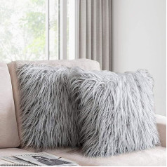 Dricar Faux Fur Pillow Covers Plush Pillow Covers Decorative Pillow Covers for Home Bed Sofa 18x18 Inch Grey 2 Pack