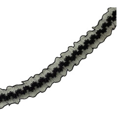 Blausky 2.5 cm x 50 Yards Elasticity Lace Ribbon, Lace Border, Decorative Ribbon, Elastic Band, Lace Trimming Ribbons for Sewing for Clothing, Underwear, Lingerie, Wedding Dress, Black