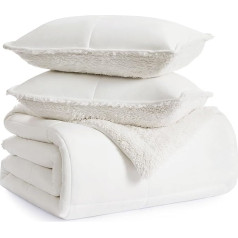 UGG 10265 Blissful Full/Queen Duvet Set Reversible Silky Soft Cozy Plush Sherpa Blanket and Pillowcases Machine Washable Queen Blanket Set for Bedroom Double Snow
