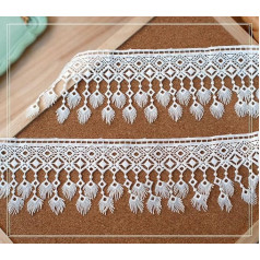 Fransenborte – 91 cm bestickte Spitzenquaste – DIY Nähen Verzierung für Vorhänge Kleider und Kleidung – stilvolle dekorative Bordüre zum Basteln