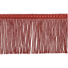 7.5cm Basic Trim Collection Thin Bullion Fringe Trim with Fancy Woven Gimp Head (Style# BFTC3) Dark Rust Orange #K35 (Deep Coral) 5 Yards