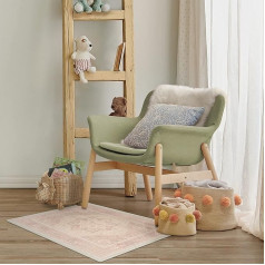 RUGGABLE Washable Rug - Kamran Soft Pink 2x3, Stain Resistant, Non-Slip, with Standard Pad, Small Machine Washable Rugs for Living Room, Bedroom, Hallway, Entryway & Bathroom