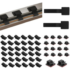 APOMOONS Kabel-Management unter dem Schreibtisch, Klettverschluss-Kabelbinder, ultra haftend, verstellbarer Kabelbinder, wiederverwendbarer Kabelclip, versteckt, selbstklebende Rückseite für Zuhause