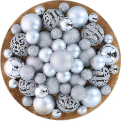 Giftsome Set of 101 Christmas Baubles - Christmas Tree Decorations - Christmas Tree Decoration - Unbreakable - for Indoor and Outdoor Use - Plastic - Diameter 3/4/6 cm - Matt, Glossy, Glitter and Open
