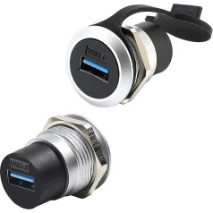 PENGLIN USB 3.0 Panel Mount Socket, USB Round Type A Female to Female, USB Panel Mounting Through Socket Adapter Pack of 2