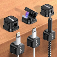 6 Stück Kabelaufräum-Clips, verstellbare Kabel-Organizer, magnetisches Kabelmanagement, selbstklebende Drahthalterung für Schreibtisch, Nachttisch, Ladekabel, HDMI, USB, Audiokabel, Büro, Zuhause,