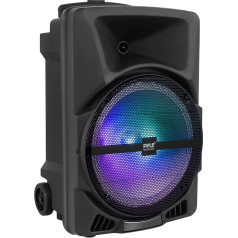 Pyle Bluetooth Speaker Large, Party Box, 800 W Music Box with Flashing DJ Lights, Boombox with Loud Sound & Deep Bass, Music Box Bluetooth Large with Telescopic Handle & Wheels, FM, TF/AUX/EQ