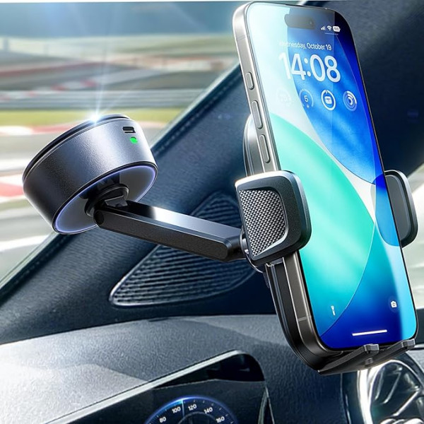 LISEN Car Phone Mount, Fully Adhesive Electronic Suction Phone Holder for Car, [95+LBS Suction & 360° Rotation] Phone Holder for Galaxy S25 Ultra, iPhone 16 Pro Max, 4