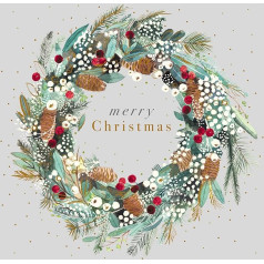 The Great British Card Paper House Christmas Wreath Cards - 146mm x 146mm x 8mm (Pack of 6)