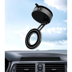 CloudValley Magnetic Metal Mobile Phone Holder Car, Ultra Strong Vacuum Suction Cup with N52 Magnet, [360° Rotatable & Foldable] for iPhone 16/15/14/13/12, Universal Mobile Phone Holder for Car/Glass