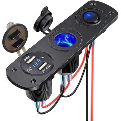 Thlevel Car USB Charger Socket 5 V 4.2A Quick Charge with LED Indicator Waterproof and Dustproof for 12 V ~ 24 V Boats Motorcycles SUVs Buses Lorries Caravans Marine Vehicles, Type B