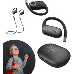 PowerLocus Open-Ear Kinder Kopfhörer, Bluetooth Open Ear Kopfhörer für Kinder mit 85dB Sichere Lautstärke, Mikrofon, IPX5, 30std. Spielzeit, Kabellose Earbuds, Option fur Neckband,Komfortabel & Leicht
